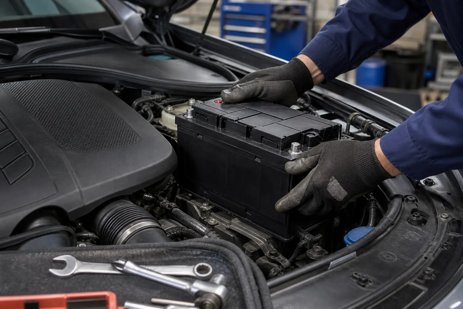 Установка аккумулятора Hitec в Mercedes
