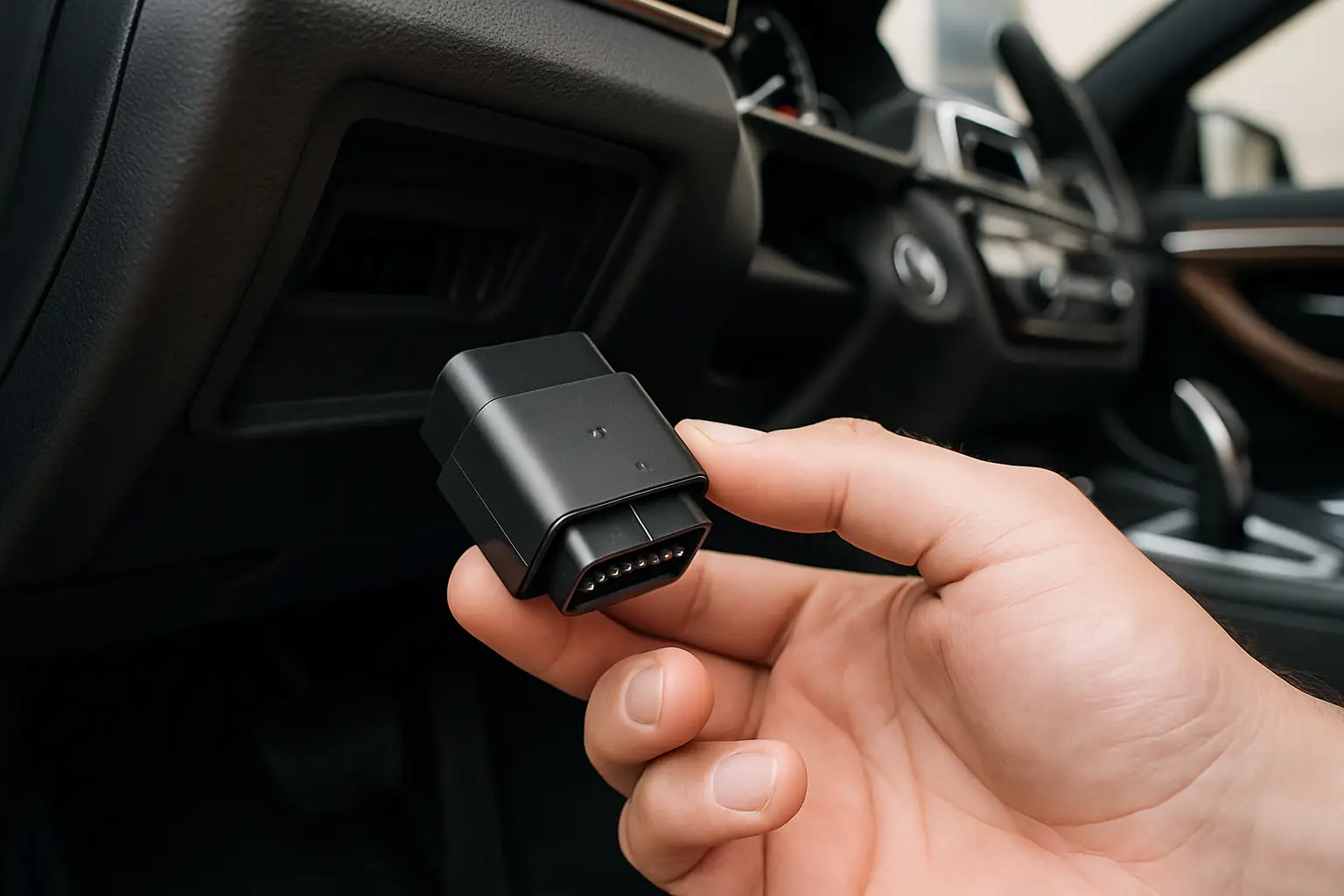 OBD2 адаптер в диагностическом разъеме автомобиля