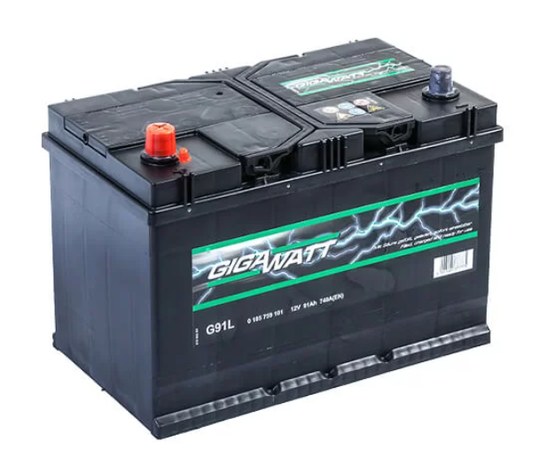 Аккумулятор автомобильный GIGAWATT 91Ah G91L  (п.п.)